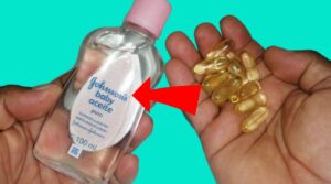 Mezclar aceite Johnson y vitamina e